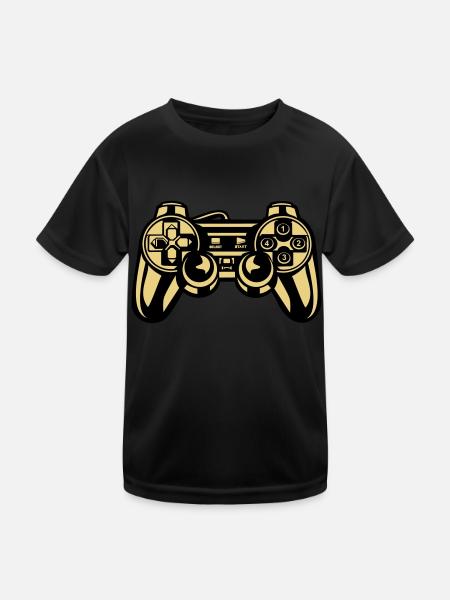 Gaming - Kinder Funktions-T-Shirt - Schwarz - Vorne