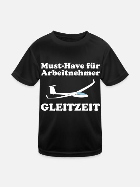 Gleitzeit Segelflieger Segelfliegen Pilot lustig - Kinder Funktions-T-Shirt - Schwarz - Vorne