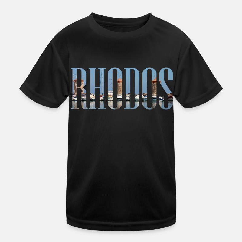 Rhodes holidays with beach, windmills Greece Kids Functional T-Shirt