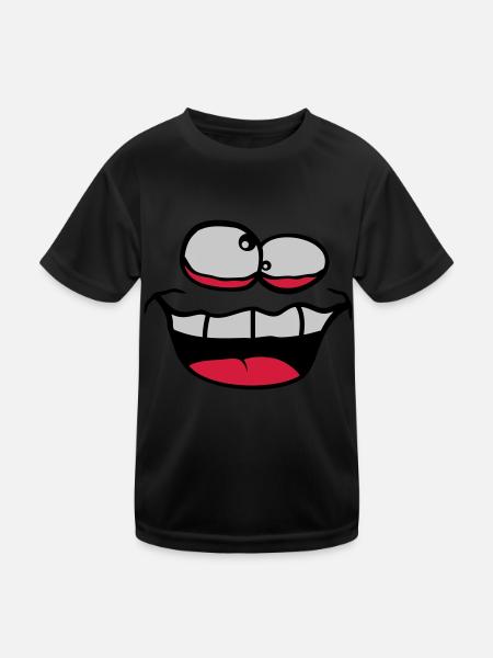Schielen Verrücktes Gesicht - Kinder Funktions-T-Shirt - Schwarz - Vorne