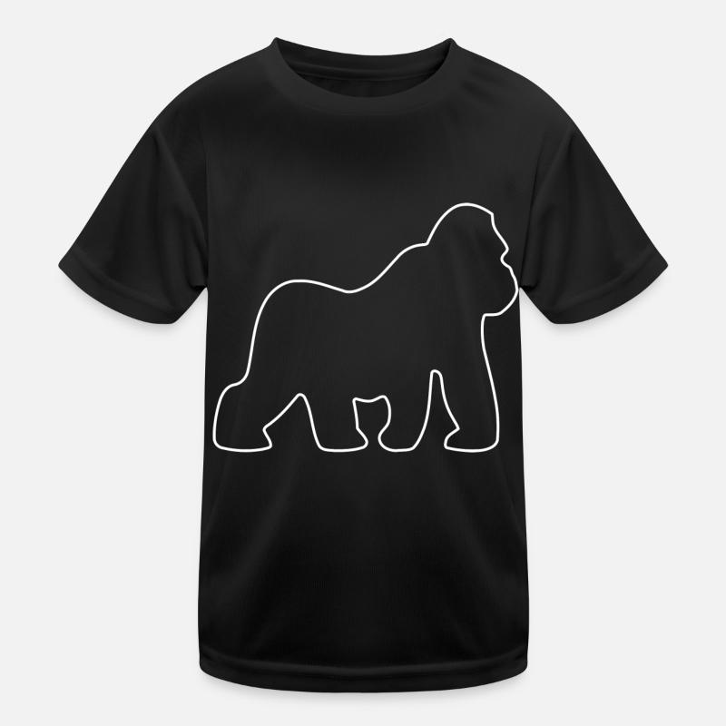 Gorilla, Silberrücken, Affe, Affen, Gorillas, - Kinder Funktions-T-Shirt - Schwarz