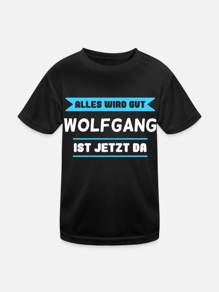 Wolfgang Name Design für stolze Wolfgangs - Kinder Funktions-T-Shirt - Schwarz - Vorne