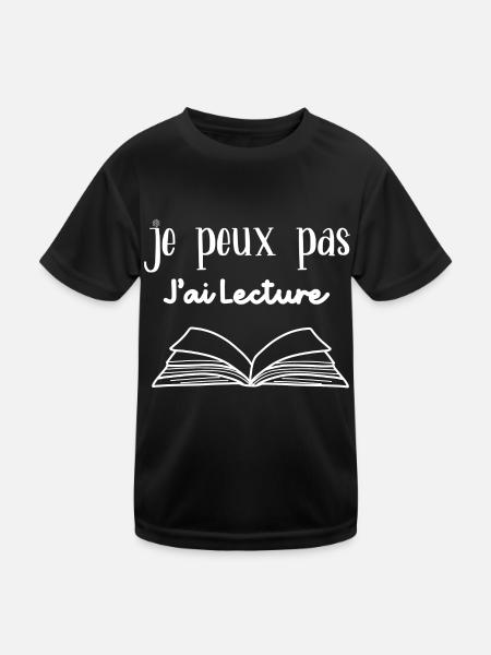 Je Peux Pas J'ai Lecture - T-shirt sport Enfant - noir