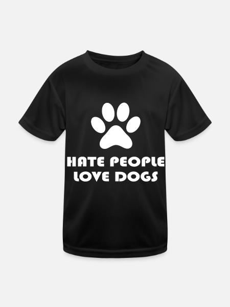 Dog Hund - Kinder Funktions-T-Shirt - Schwarz - Vorne