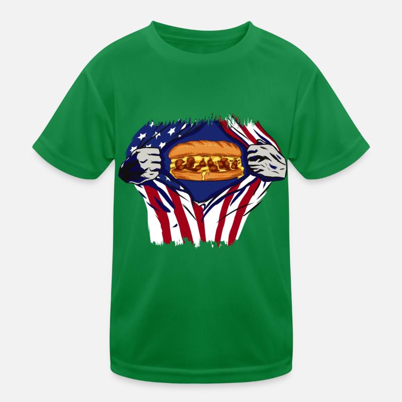 Independence Day American Flag Burger 4. Kids Functional T-Shirt