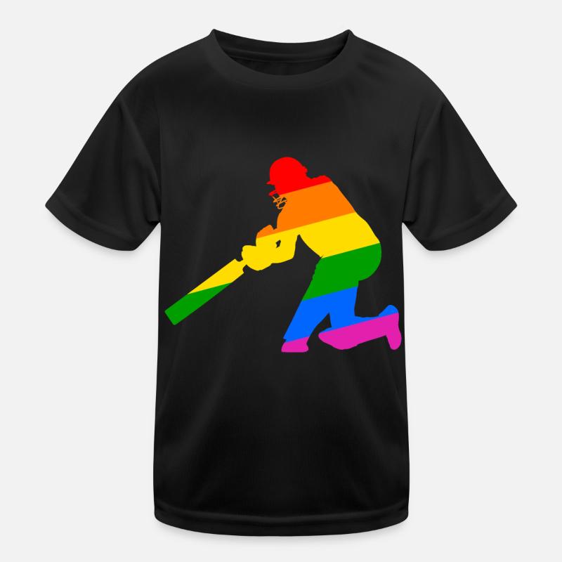 Cricket Player with Rainbow Gift Idea Kids Functional T-Shirt