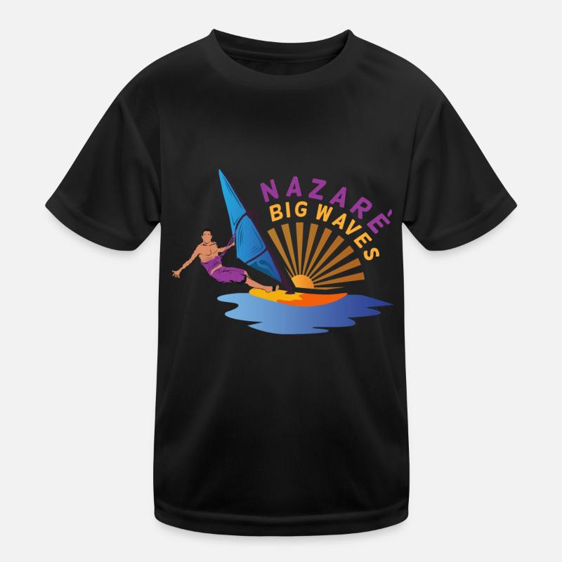 Nazare Portugal Big Waves Windsurfer Kinder Funktions-T-Shirt
