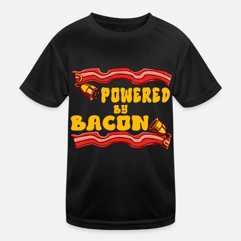 Powered by Bacon Funny Bacon Lover Kids Functional T-Shirt