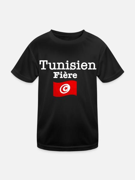Tunisien Fière - T-shirt sport Enfant - noir - Devant