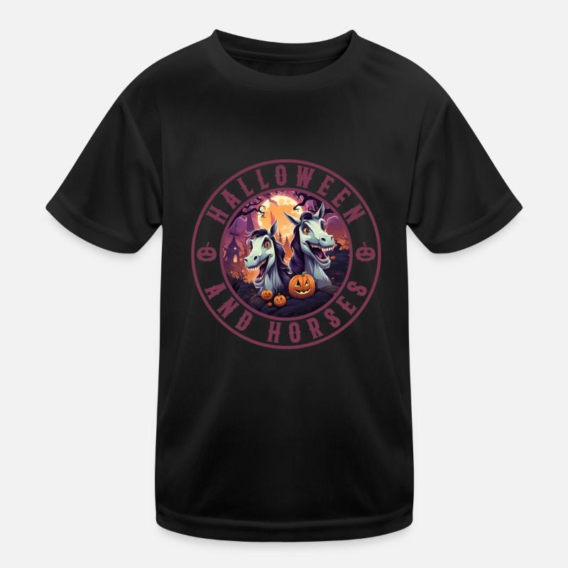 Halloween und Pferde Kinder Funktions-T-Shirt