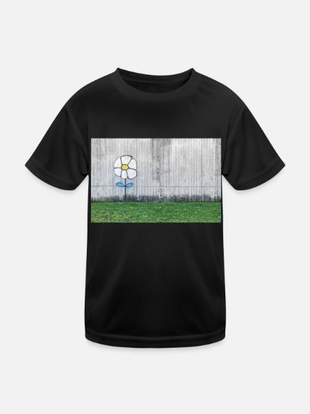 Graffiti of a daisy - Kids Functional T-Shirt - black