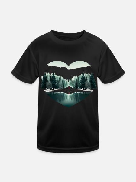 Liebe Herz und Natur in Weihnachten - Kinder Funktions-T-Shirt - Schwarz - Vorne