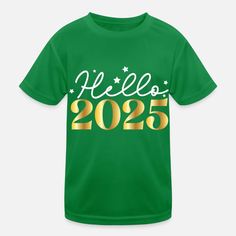 Hello 2025 – Spaßiges Silvester Design mit Sternen Kinder Funktions-T-Shirt
