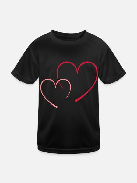 contour_2coeur - Kids Functional T-Shirt - black