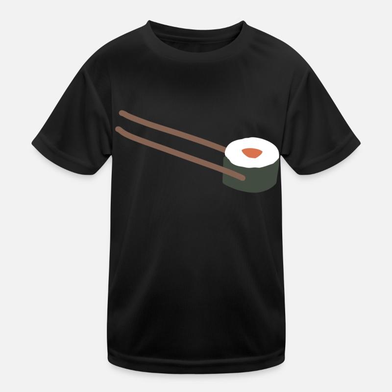 Sushi Stäbchen - Kinder Funktions-T-Shirt - Schwarz
