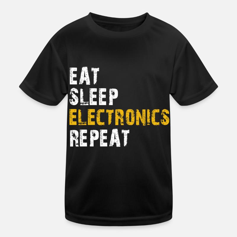 eat sleep electronics repeat - Kids Functional T-Shirt - black
