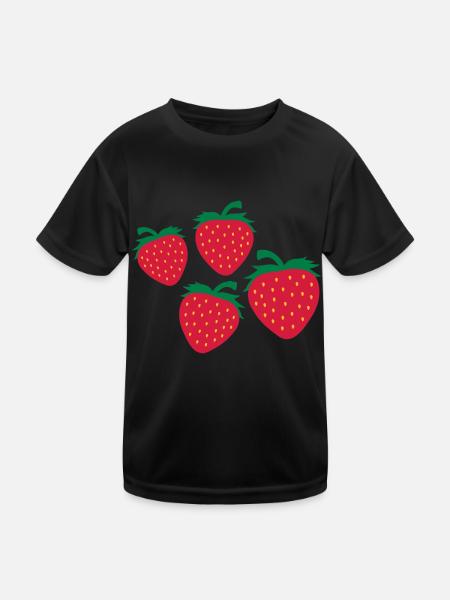4 Delicious strawberry - Kids Functional T-Shirt - black - Front