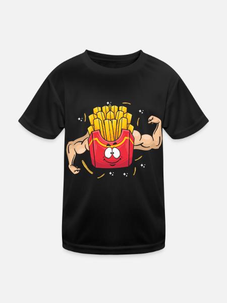 Bodybuilding Fries Fitness Gym Fries Fries - Kids Functional T-Shirt - black - Front