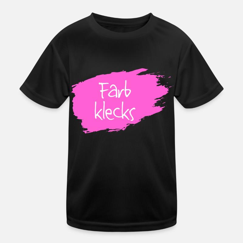 Farbklecks pink - Kinder Funktions-T-Shirt - Schwarz