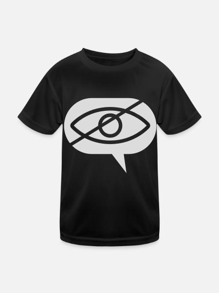 Verboten angucken Auge Sprechblase - Kinder Funktions-T-Shirt - Schwarz - Vorne