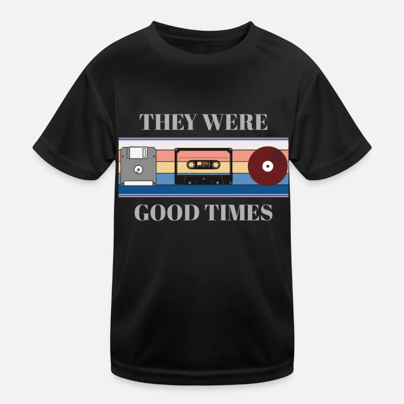Year - Cassette - Disc -Vinyl Record - Gift - Kids Functional T-Shirt - black