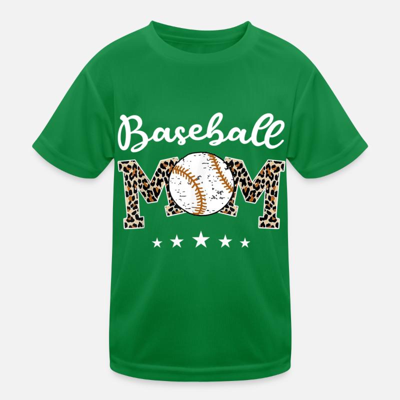 Softball Baseball Mama Leopard Tee Muttertag Kinder Funktions-T-Shirt