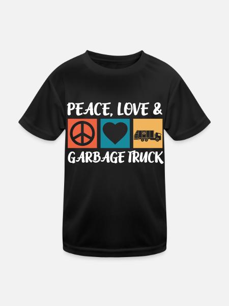 Müllauto Müllwagen Recycling Garbage Fahrzeuge - Kinder Funktions-T-Shirt - Schwarz - Vorne