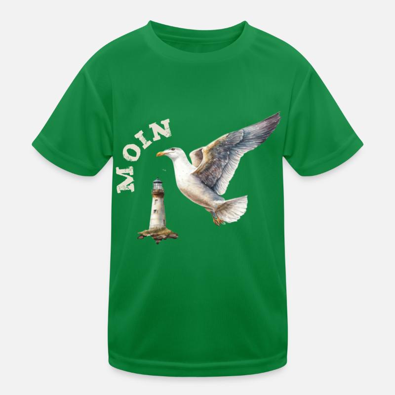 Moin Möwe maritim mit Leuchtturm Kinder Funktions-T-Shirt
