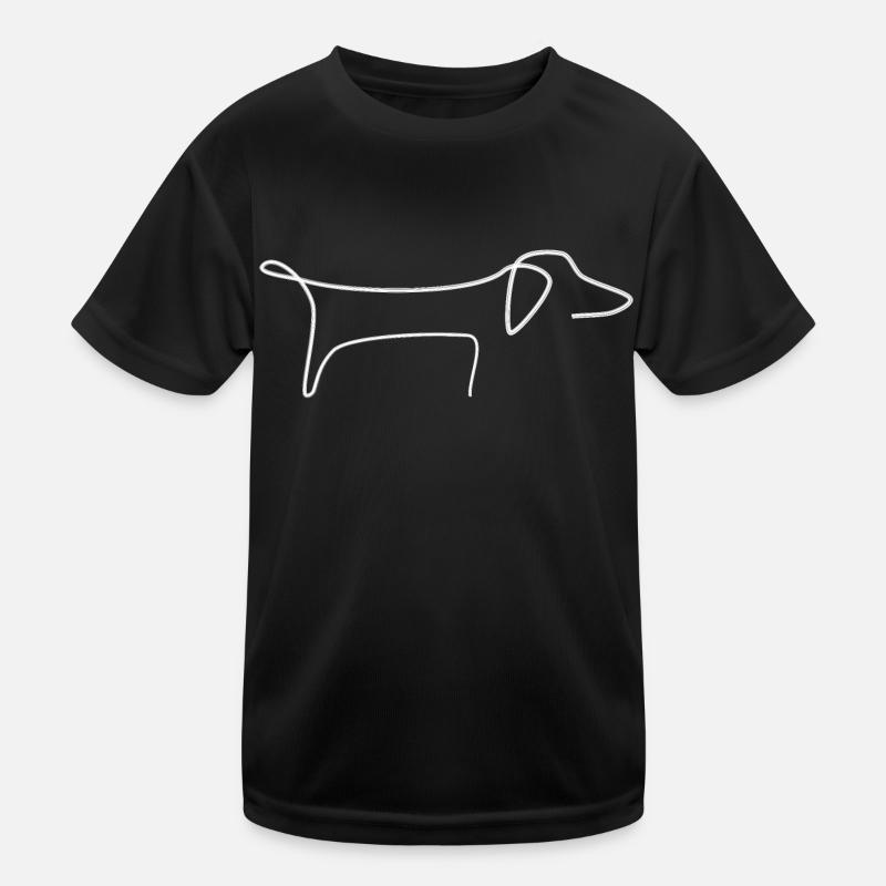 Dackel line art Hund Strich Kinder Funktions-T-Shirt