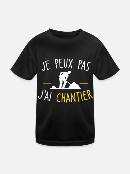 je peux pas j'ai chantier - T-shirt sport Enfant - noir - Devant