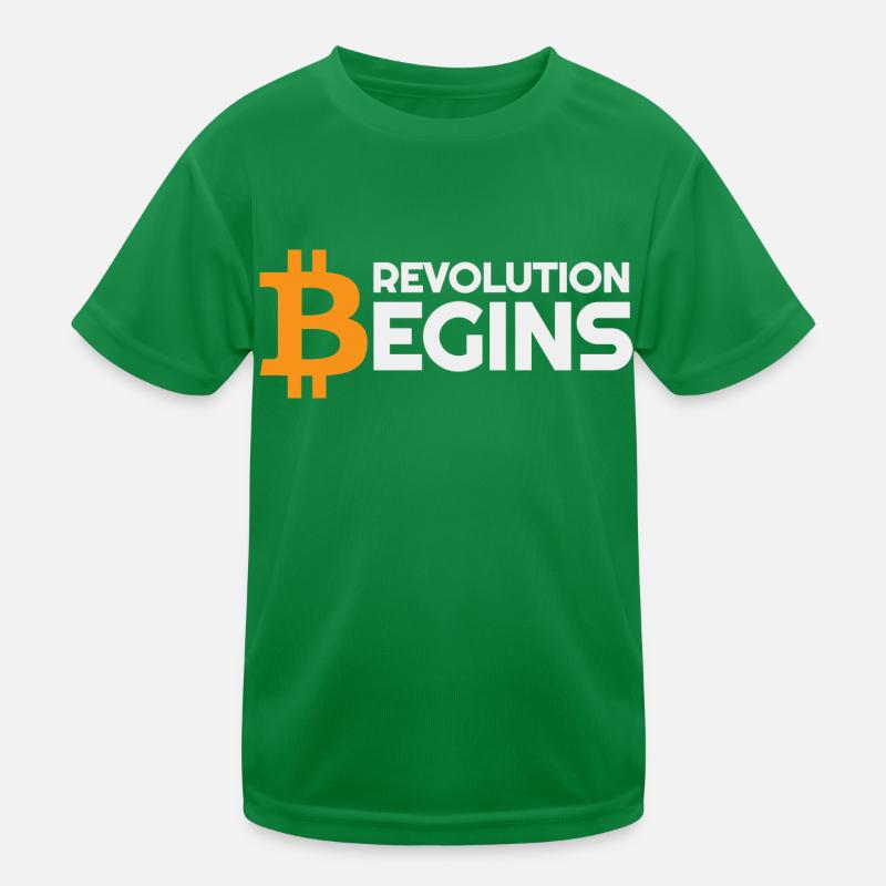 Revolution beginnt Bitcoin-Krypto Kinder Funktions-T-Shirt