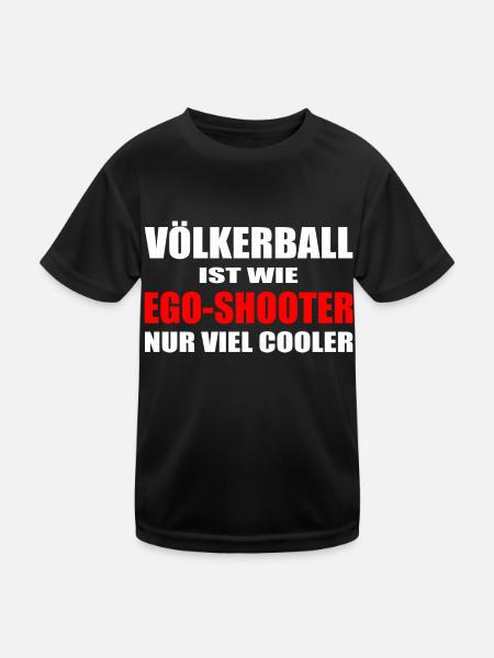Völkerball - Kinder Funktions-T-Shirt - Schwarz - Vorne