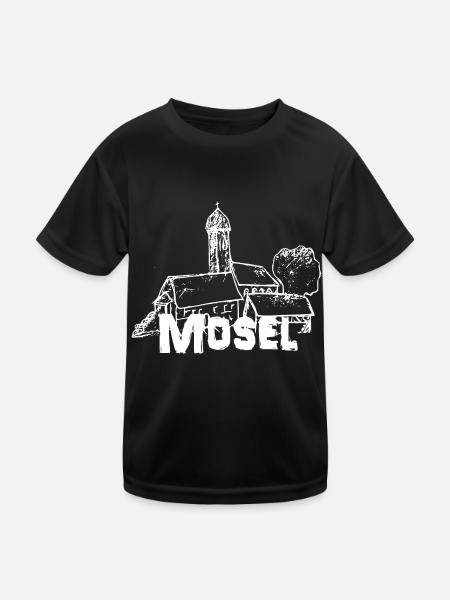Mein Mosel Logo weiß - Kinder Funktions-T-Shirt - Schwarz - Vorne