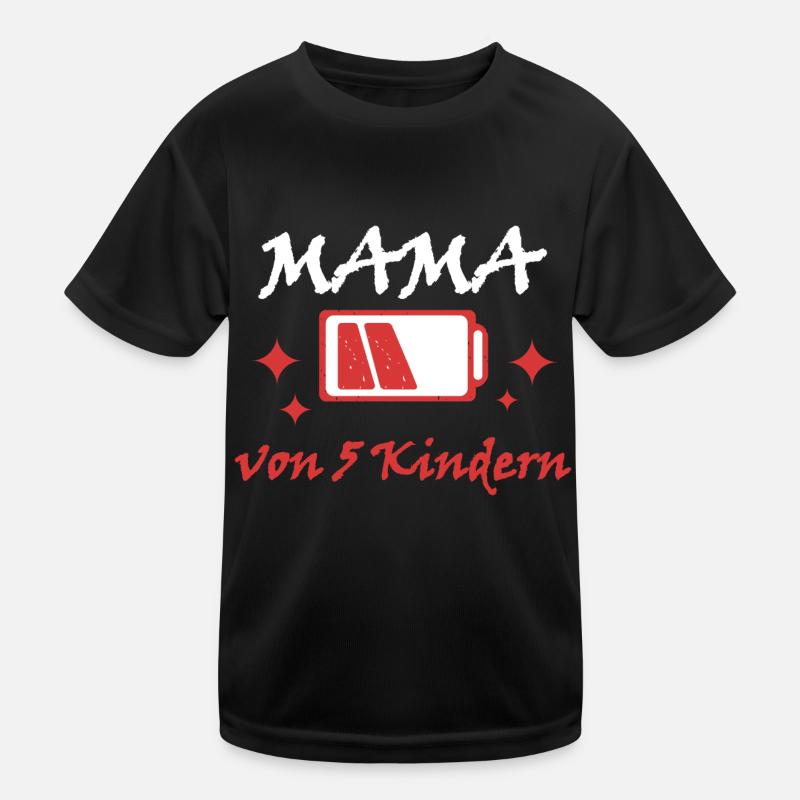 Akku leer Mama von 5 Kindern Mutter Muttertag Kind Kinder Funktions-T-Shirt