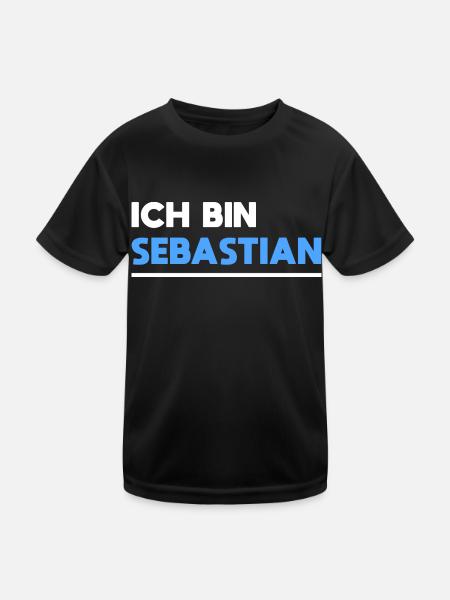 Sebastian Name Spruch für stolze Sebastians - Kinder Funktions-T-Shirt - Schwarz - Vorne