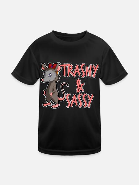 Opossum Design für Possum Fans und Opossum Fans - Kinder Funktions-T-Shirt - Schwarz - Vorne