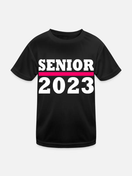 Senior 2023 - Kinder Funktions-T-Shirt - Schwarz - Vorne