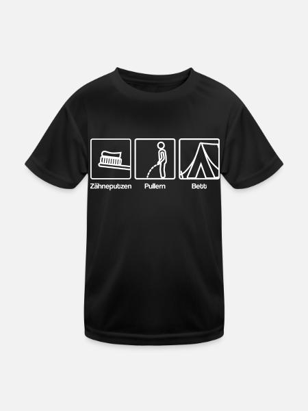 Zähneputzen, Pullern, Bett. - Kinder Funktions-T-Shirt - Schwarz - Vorne