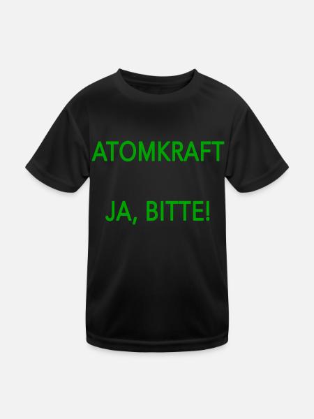 Atomkraft ja bitte - Kinder Funktions-T-Shirt - Schwarz - Vorne