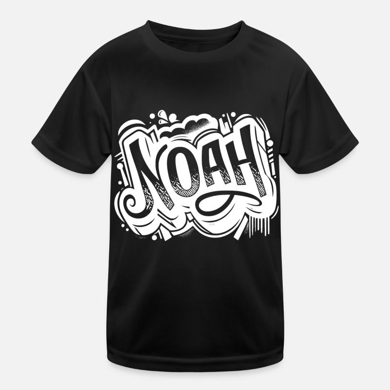 Noah Name Vorname Graffiti - Kinder Funktions-T-Shirt - Schwarz