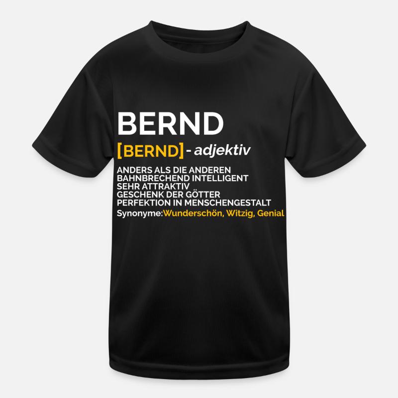 Bernd - Kinder Funktions-T-Shirt - Schwarz