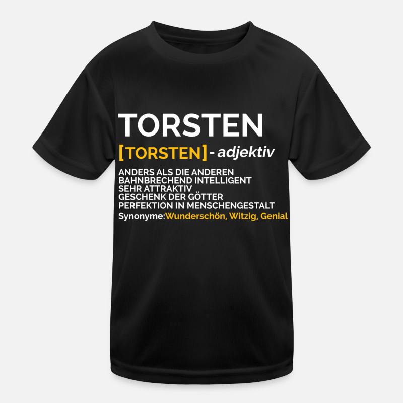 Torsten - Kinder Funktions-T-Shirt - Schwarz