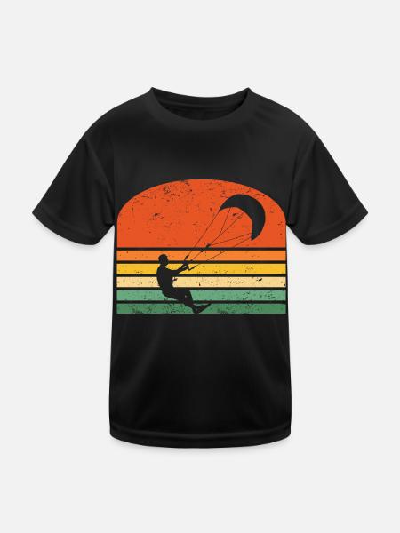 Kitesurfing - Kinder Funktions-T-Shirt - Schwarz - Vorne