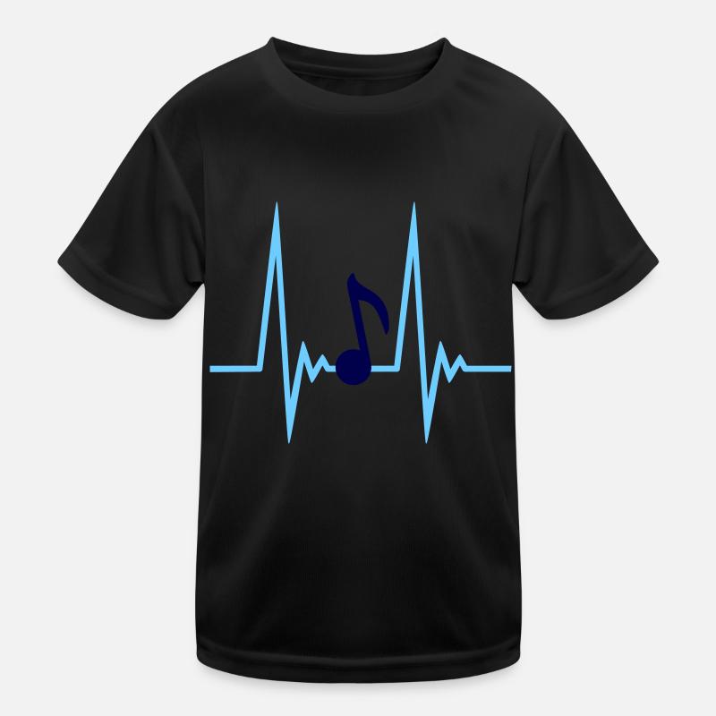 Musik Musiknote Puls Frequenz Note Herzschlag - Kinder Funktions-T-Shirt - Schwarz