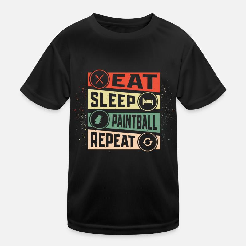 Eat Sleep Paintball Repeat Tactical Player Paintba Kids Functional T-Shirt