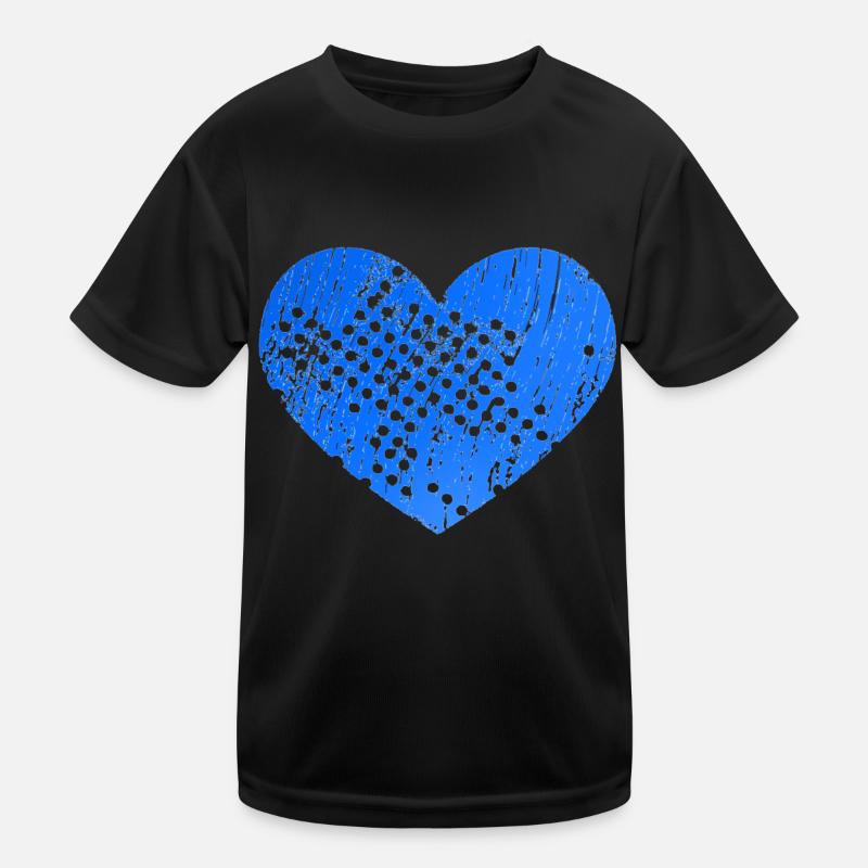 Herz mit Löcher (blau) Kinder Funktions-T-Shirt