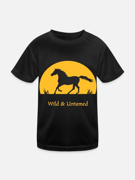 Sunset Horse wild and untamed - Kinder Funktions-T-Shirt - Schwarz