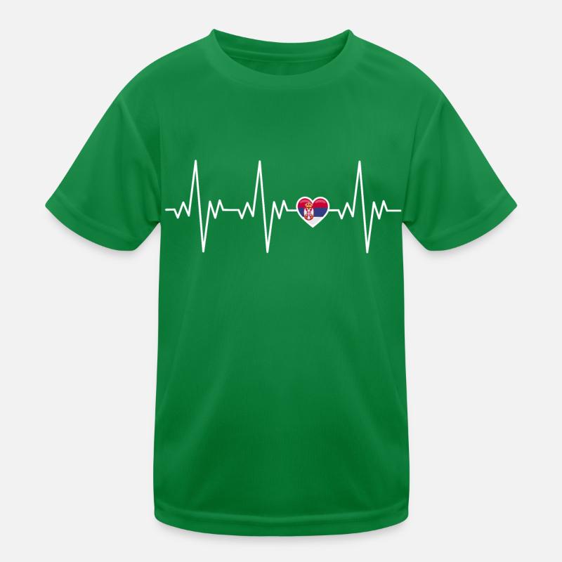 Serbien Herzschlag EKG Geschenk Kinder Funktions-T-Shirt