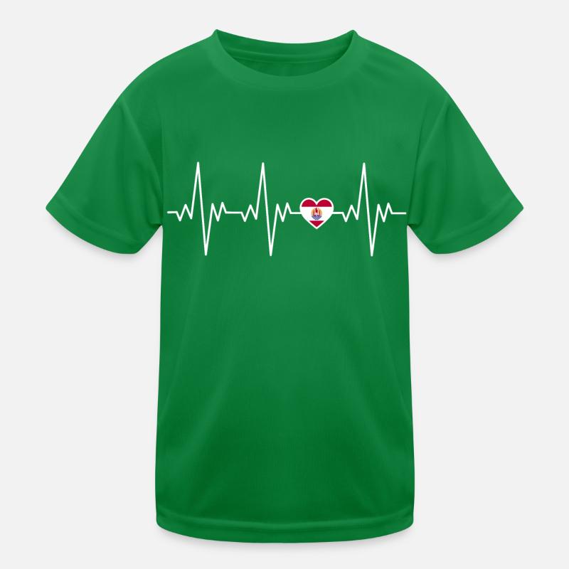French Polynesia heartbeat ECG gift Kids Functional T-Shirt