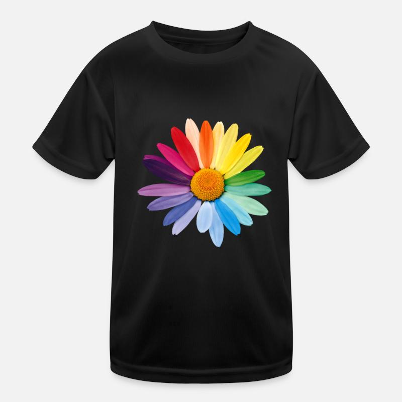 Margerite Gänseblümchen Regenbogenfarben Pride Gay Kinder Funktions-T-Shirt
